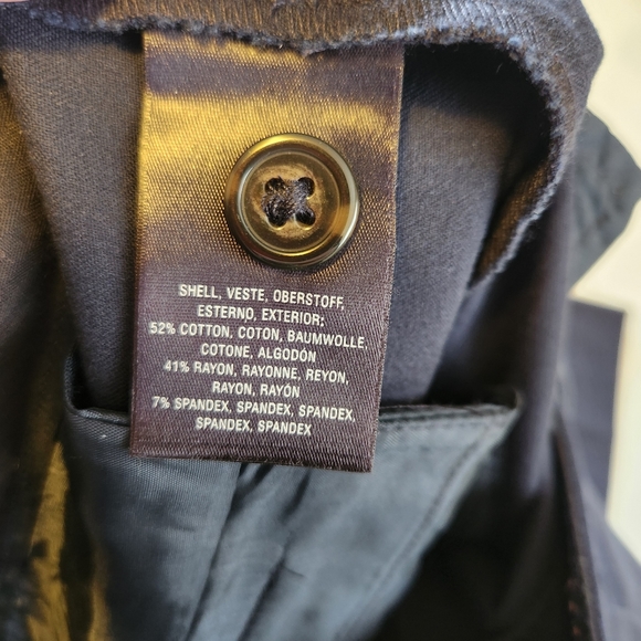 Anthropologie Essential Crop Flare Pants High Waisted Rise Navy Blue Stretch 12 - Picture 6 of 11